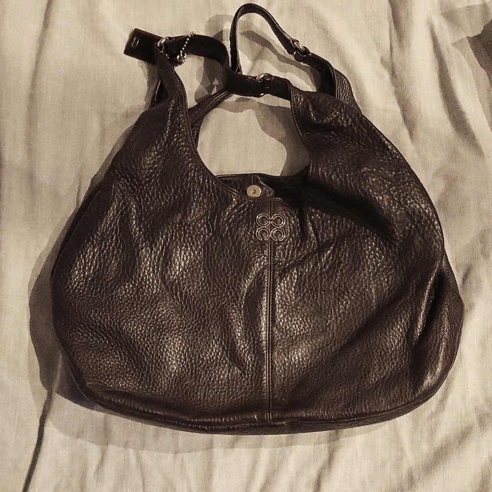 Dark Chocolate Pebbled Leather Coach Bag *Rare*